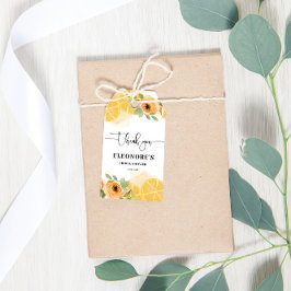 Bruiloft met citroenen en bloemen cadeaulabel