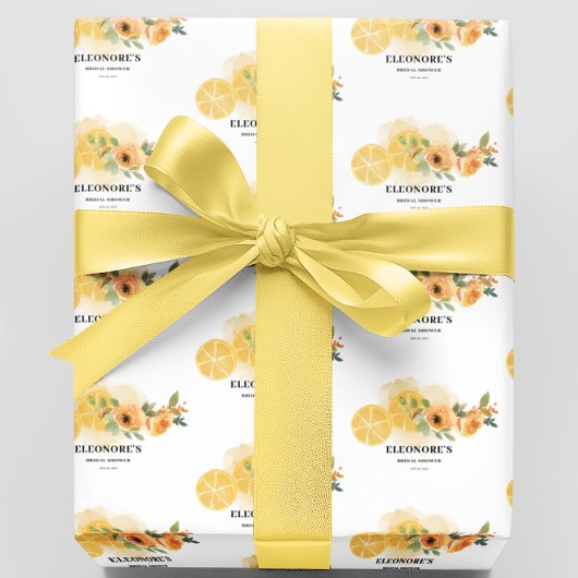 Bruiloft met citroenen en bloemen  cadeaupapier