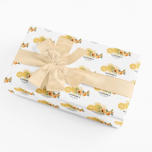 Bruiloft met citroenen en bloemen  cadeaupapier