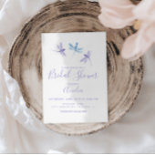 Bruiloft met de hand geschilderde paarse blauwe li briefkaart