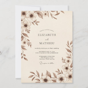 Bruiloft Met Delicate Botanische Elementen Kaart