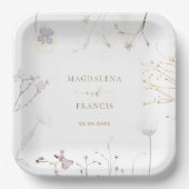 bruiloft met delicate wilde bloemen papieren bordje (Voorkant)