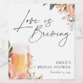 Bruiloft met een bierliefde die borrelt wijn etiket (Enkel label)