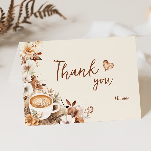 Bruiloft met een kopje koffie bedankkaart