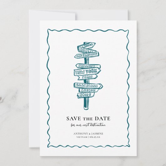 bruiloft met een reisthema | Destination Wedding Save The Date (Voorkant)