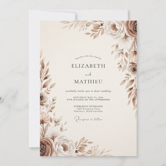 Bruiloft met etherische bloemen kaart (Voorkant)