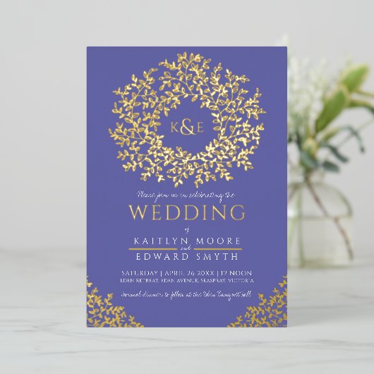 bruiloft met folie uitnodiging (Staand Voorkant)