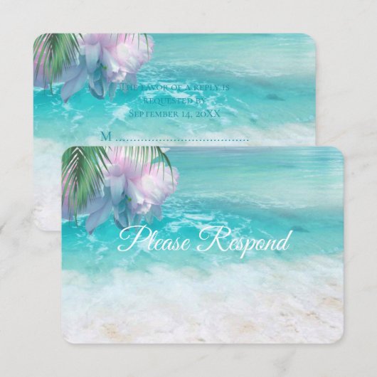 BRUILOFT MET FONKELEND OCEAANWATER RSVP KAARTJE (Voorkant / Achterkant)