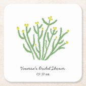 Bruiloft met gele bloem cholla cactus kartonnen onderzetters (Voorkant)