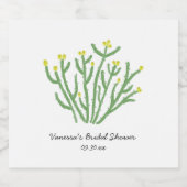 Bruiloft met gele bloem cholla cactus sparkling wijnetiket (Enkel label)