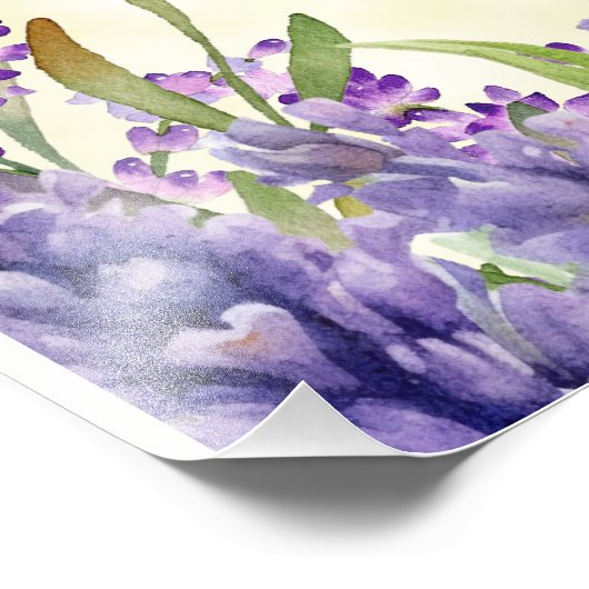 Bruiloft met gele paarse waterverf bloemen foto afdruk (Hoek)