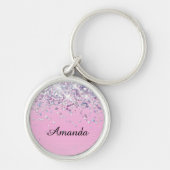 Bruiloft Met Glitter Naam Monogram Sleutelhanger (Voorkant)