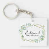 Bruiloft met groen blad van botanische tuin sleutelhanger (voorkant)