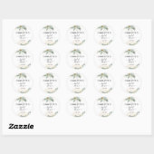 Bruiloft met groen en goud thema ronde sticker (Vel)