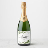 Bruiloft met groen en vrolijkheid sparkling wijnetiket (Voorkant)