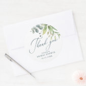 Bruiloft met Groene Dank Je Wel Ontvangst Ronde Sticker (Envelop)