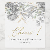 bruiloft met grote zilveren goudflorzen wijn etiket (Enkel label)