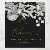 bruiloft met grote zilveren goudflorzen wijn etiket (Enkel label)