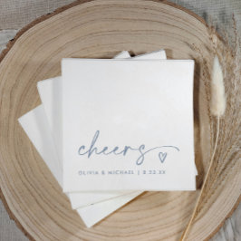 Bruiloft met handgeschreven 'Cheers' en hartjes in Servet