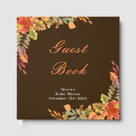 Bruiloft met herfstbladeren in herfstkleuren gastenboek
