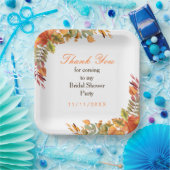 Bruiloft met herfstbladeren in herfstkleuren papieren bordje (Feest)