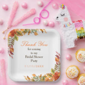 Bruiloft met herfstbladeren in herfstkleuren papieren bordje (Feest)