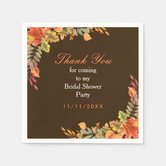Bruiloft met herfstbladeren in herfstkleuren servet (Voorkant)