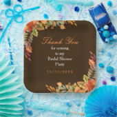 Bruiloft met herfstbladeren in rustieke stijl papieren bordje (Feest)