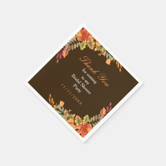 Bruiloft met herfstbladeren in rustieke stijl servet (Hoek)