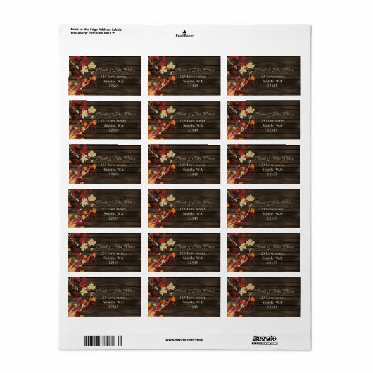 Bruiloft met herfstbladeren in schuurstijl etiket (Full Sheet)