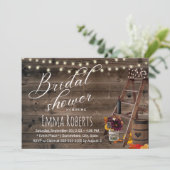 Bruiloft met herfstthema in wijnvat en ladder stij kaart (Staand voorkant)