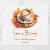 Bruiloft met herfstthema: Love is Brewing Coffee B Sparkling Wijnetiket (Enkel label)