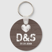  bruiloft met hout bevoordeelt sleutelhanger (Voorkant)