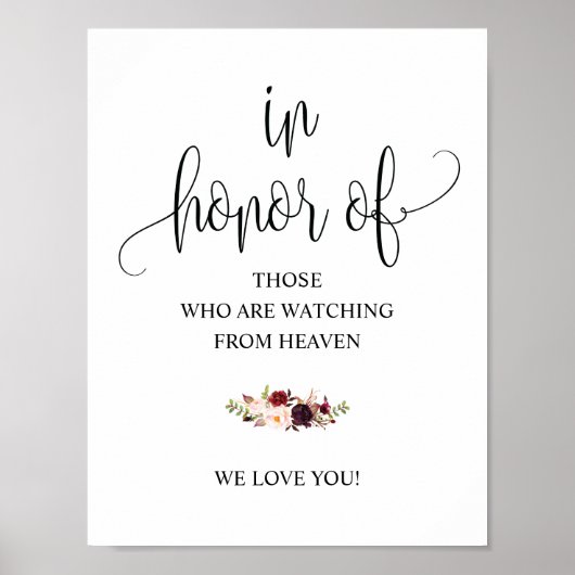 Bruiloft met kalligrafie herdenking tafel bord poster (Voorkant)