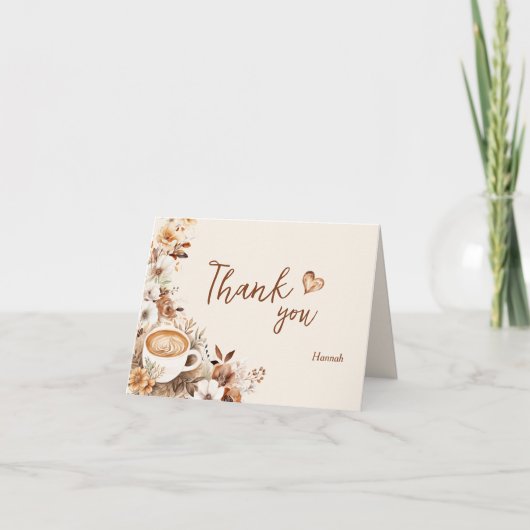 Bruiloft met Koffie Borrel 'Love is Brewing' Bedankkaart (Voorkant)