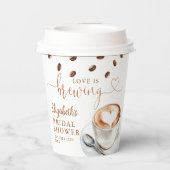 Bruiloft met Koffie Thema: Love Is Brewing Papieren Bekers (Achterkant)