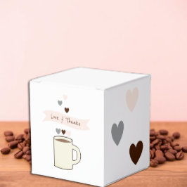 Bruiloft met koffiethema bedankdoosjes