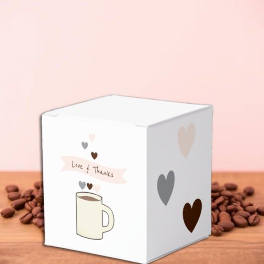 Bruiloft met koffiethema bedankdoosjes