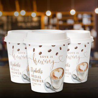 Bruiloft met koffiethema: Love Is Brewing Papieren Bekers