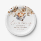 Bruiloft met koffiethema: Love Is Brewing Papieren Bordje (Voorkant)