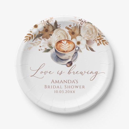 Bruiloft met koffiethema papieren bordje (Voorkant)