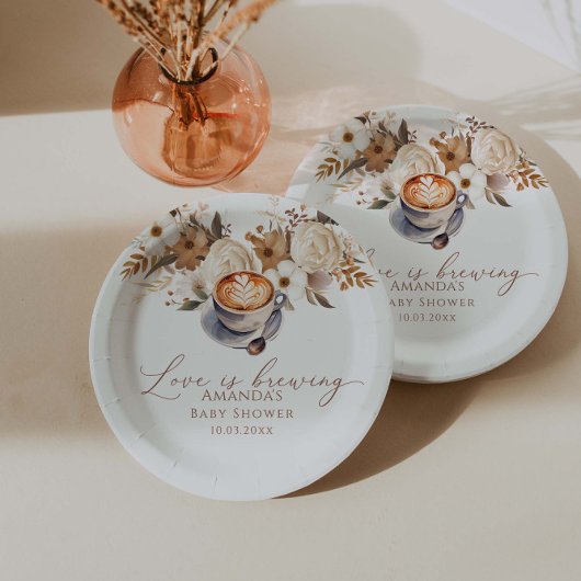Bruiloft met koffiethema papieren bordje