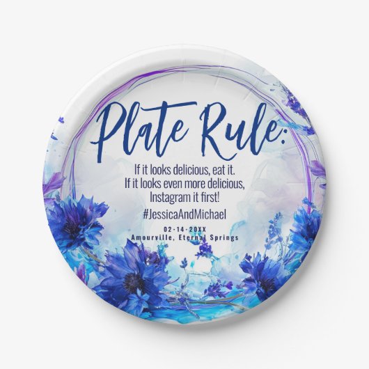 💍 bruiloft met # korenbloemen & lavendel eleganti papieren bordje (Voorkant)