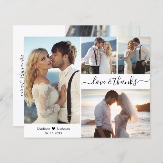Bruiloft met laag budget Foto Collage Bedankkaart  (Voorkant / Achterkant)