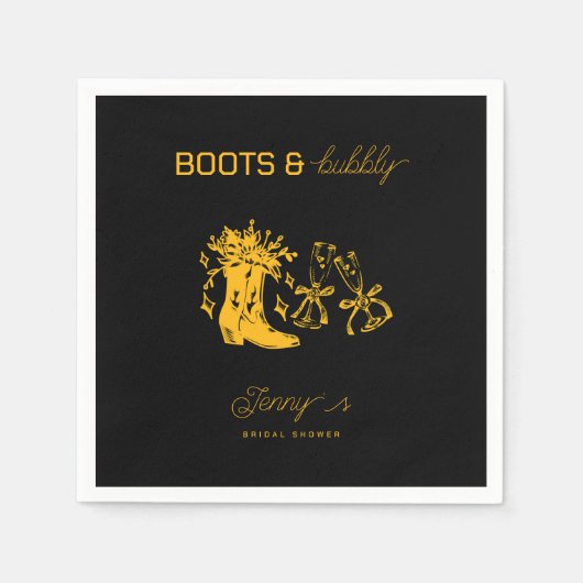 Bruiloft met Laarzen en Bruisend Bridale Shower Servet (Voorkant)