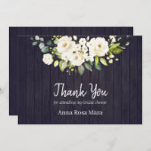 *~* Bruiloft met landelijke witte roos in verweerd Bedankkaart (Voorkant / Achterkant)