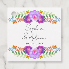 Bruiloft met levendig Mexicaans bloemfeest Bedankjes Labels