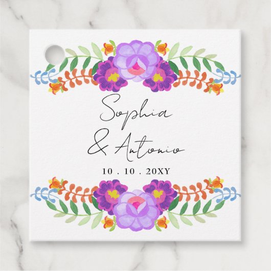 Bruiloft met levendig Mexicaans bloemfeest Bedankjes Labels (Voorkant)