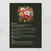 Bruiloft met levendig waterverf bloemenfeest menu (Achterkant)