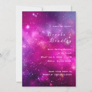 Bruiloft met Levendige Magenta Nevel Kaart